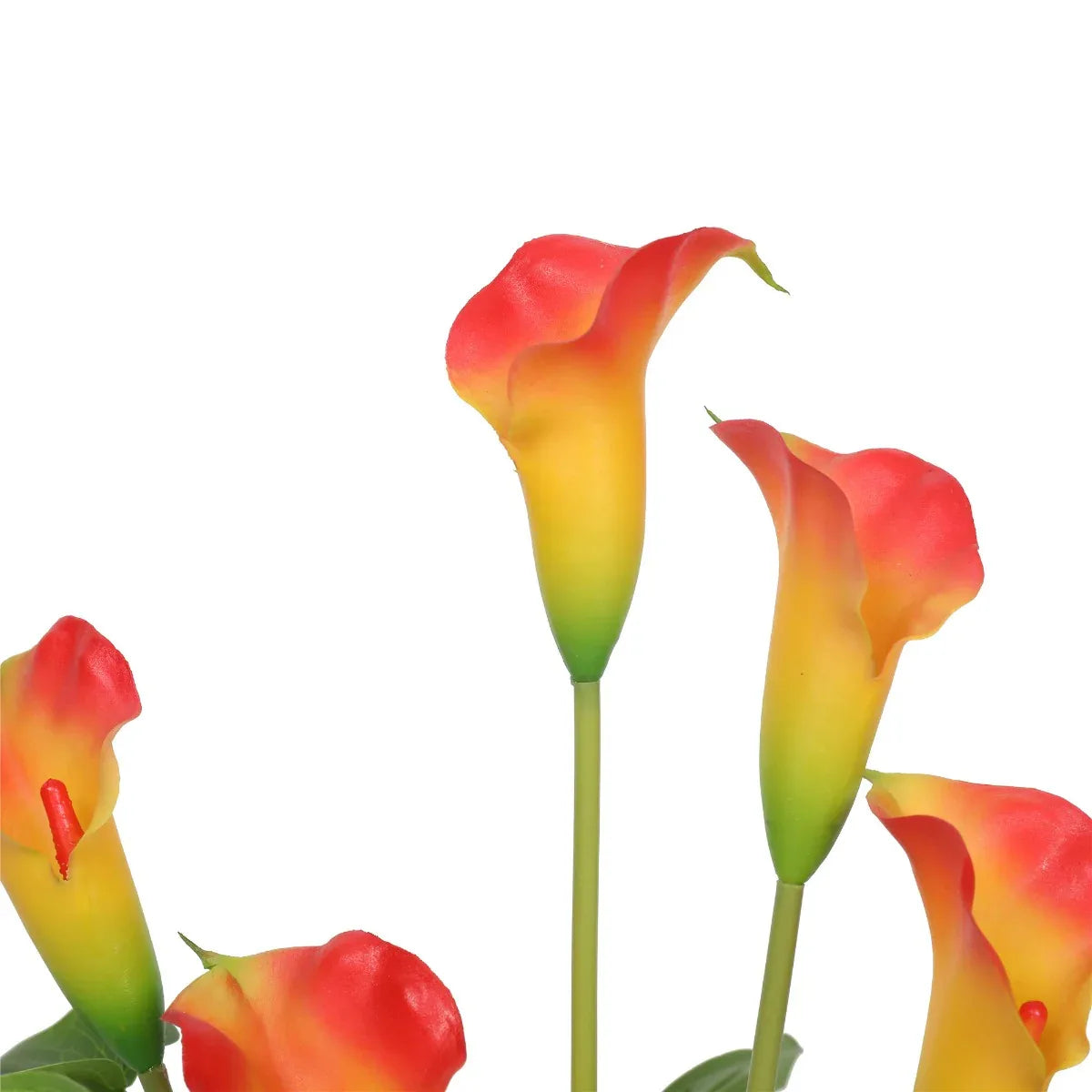Artificial Flowering White & Orange Peace Lily / Calla Lily Plant 50cm - Mekamart Australia