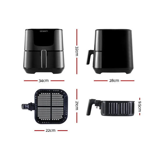 Devanti Air Fryer 7L LCD Fryers Black - Mekamart Australia