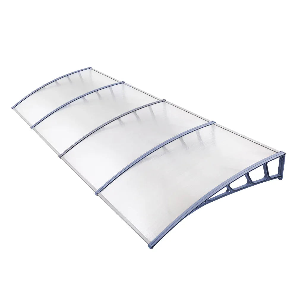 Instahut Window Door Awning Canopy 1.5mx4m Transparent Sheet Grey Plastic Frame - Mekamart Australia