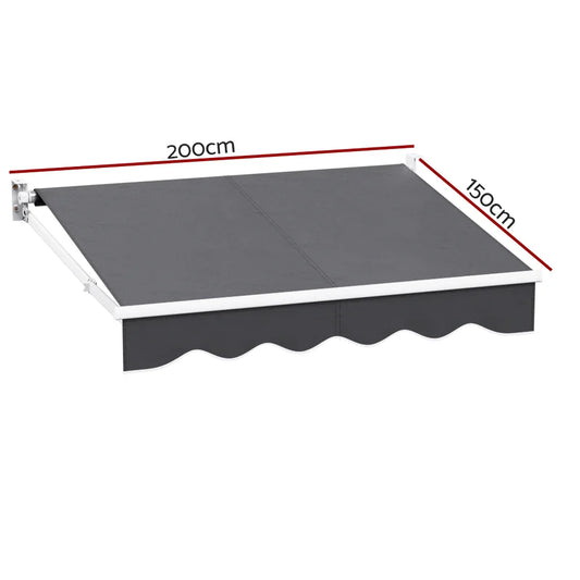 Instahut Retractable Folding Arm Awning Motorised Sunshade 2Mx1.5M Grey - Mekamart Australia