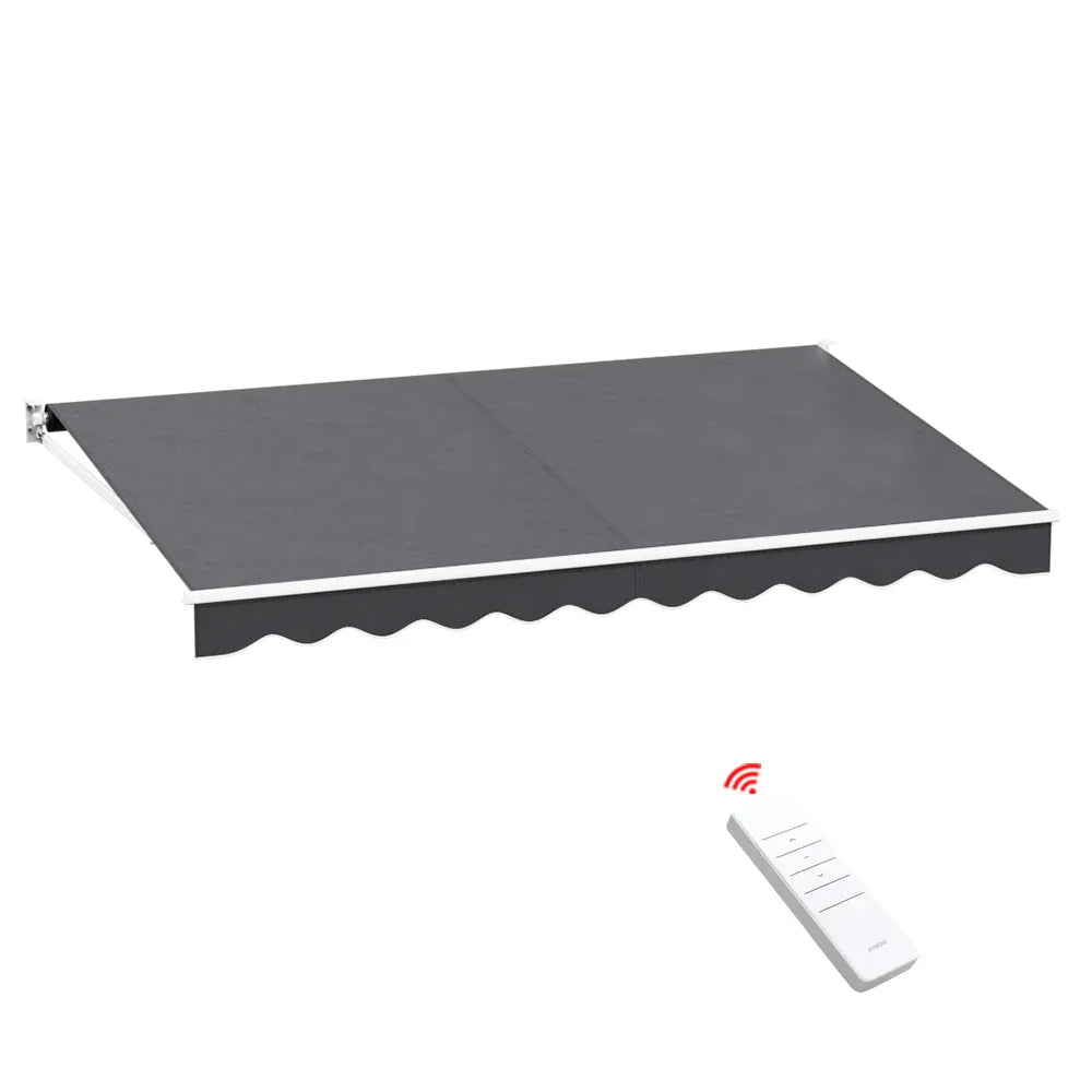 Instahut Retractable Folding Arm Awning Motorised Sunshade 4Mx2.5M Grey - Mekamart Australia