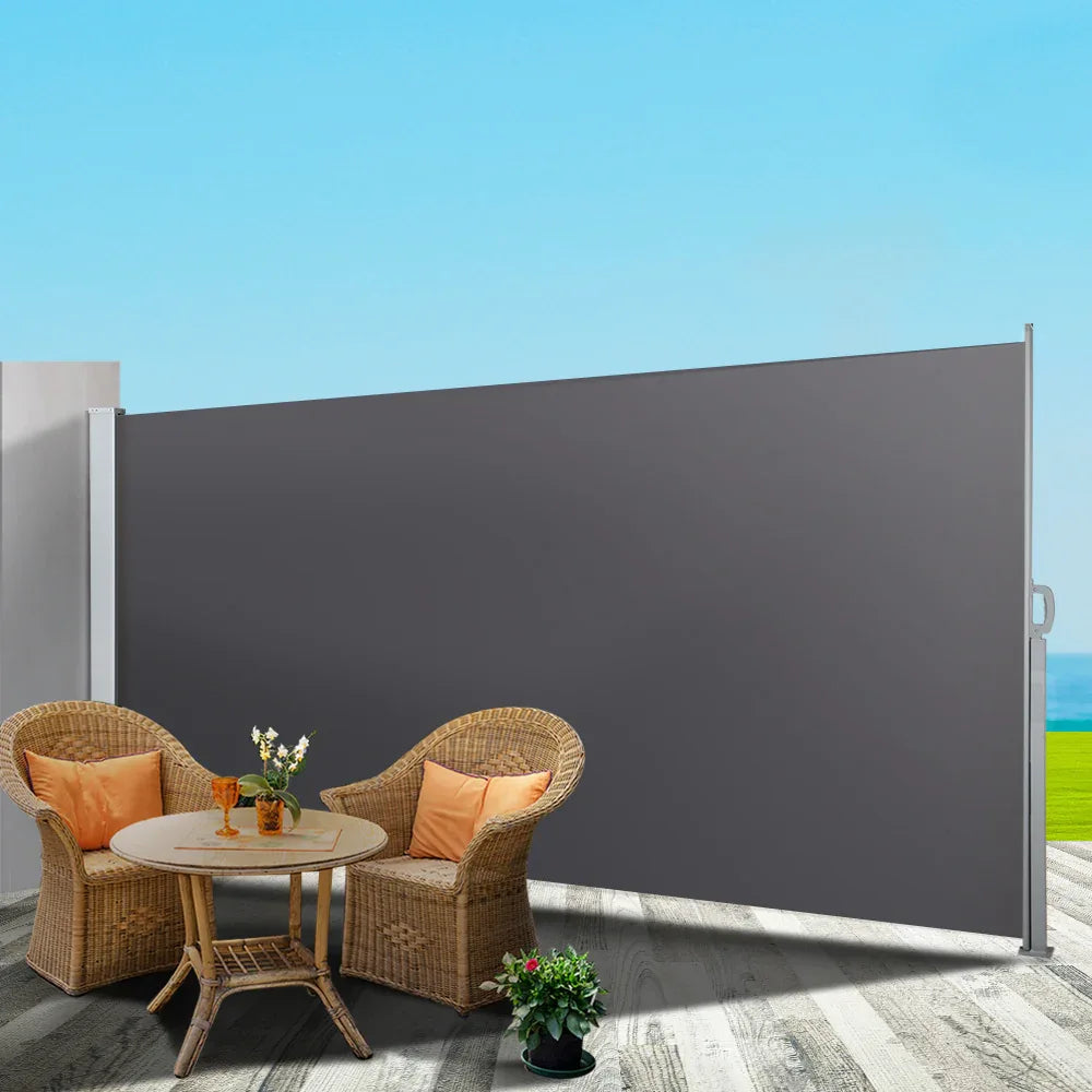 Instahut Side Awning Sun Shade Outdoor Blinds Retractable Screen 1.4X3M GR - Mekamart Australia