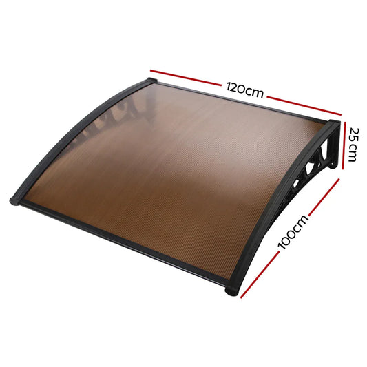 Instahut Window Door Awning 1mx1.2m Brown - Mekamart Australia