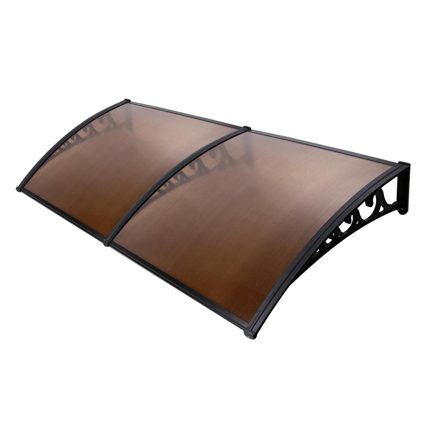 Instahut Window Door Awning 1mx2.4m Brown Hollow Sheet Plastic Frame - Mekamart Australia