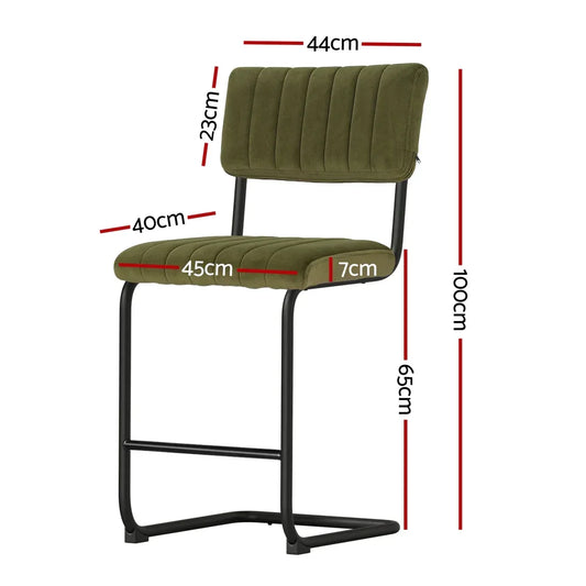 Artiss 2x Bar Stools Velvet Chairs Green - Mekamart Australia