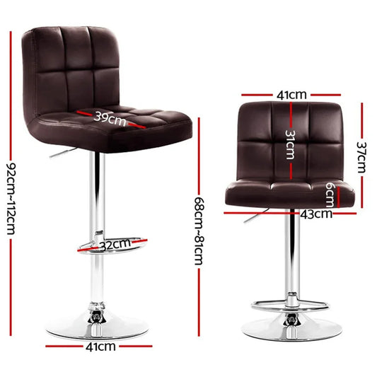 Artiss 4x Bar Stools Leather Gas Lift Brown - Mekamart Australia