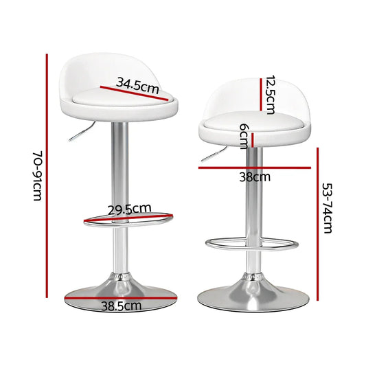 Artiss 4x Bar Stools PU Leather Gas Lift White - Mekamart Australia