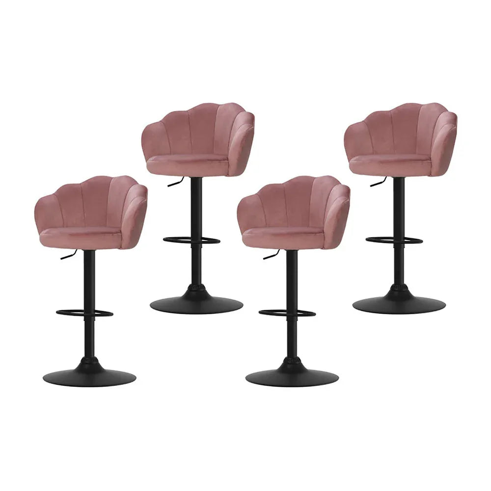 Artiss 4x Bar Stools Gas Lift Velvet Pink - Mekamart Australia