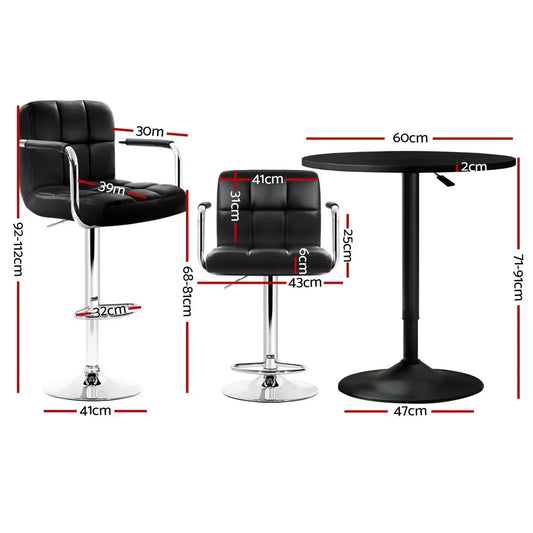 Artiss Bar Table and Stools Set Dining Desk Kitchen Chairs Cafe Pub - Mekamart Australia