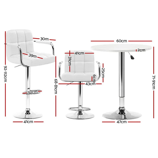 Artiss Bar Table and Stools Set Dining Desk Kitchen Chairs Cafe Pub - Mekamart Australia