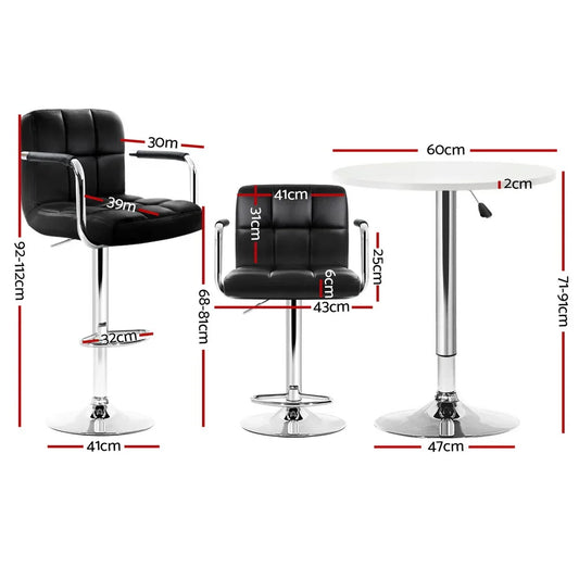 Artiss Bar Table and Stools Set Dining Desk Kitchen Chairs Cafe Pub - Mekamart Australia