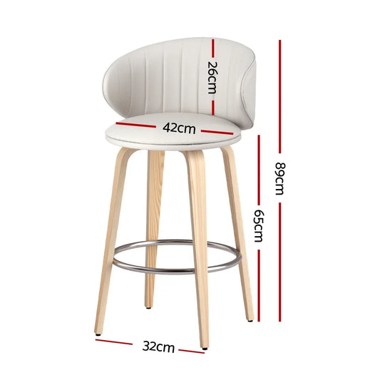 4x Artiss Bar Stools Dining Chairs Contoured Leather Wood Stool - Mekamart Australia