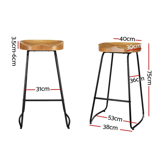 Artiss 4x Bar Stools Tractor Seat 75cm Wooden - Mekamart Australia