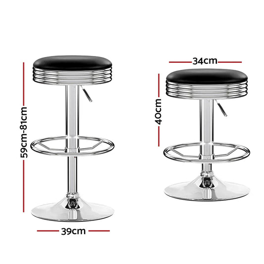 Artiss Set of 2 Backless PU Leather Bar Stools - Black and Chrome - Mekamart Australia