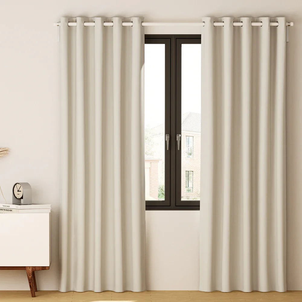 Artiss 2X Blockout Curtains Eyelet 300x230cm Beige - Mekamart Australia