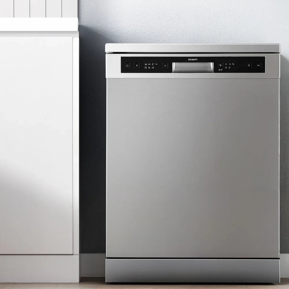 Devanti 60cm 14 Place Settings Freestanding Dishwasher Silver - Mekamart Australia