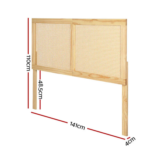 Artiss Bed Head Headboard Double Rattan - RIBO Pine - Mekamart Australia