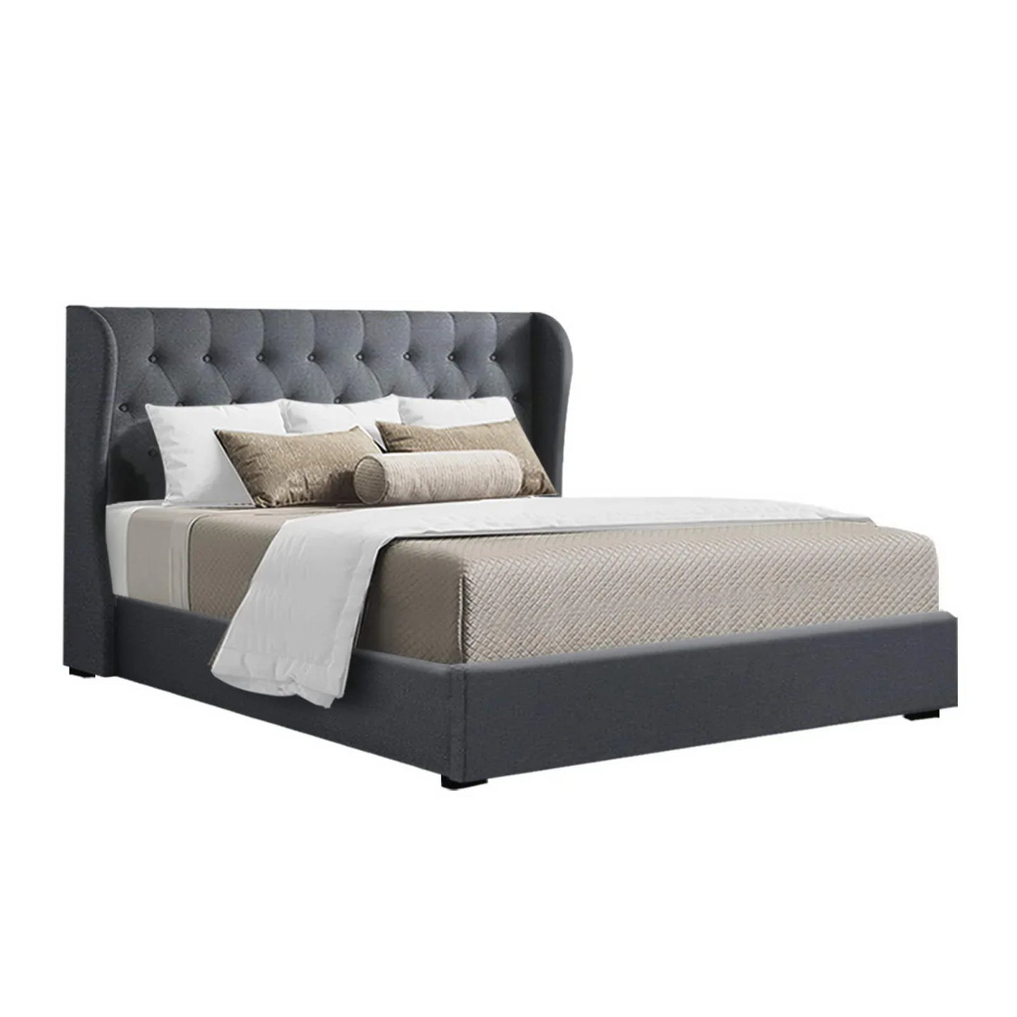 Artiss Bed Frame Queen Size Gas Lift Charcoal ISSA - Mekamart Australia