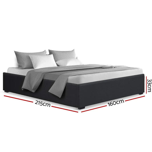Artiss Bed Frame Queen Size Gas Lift Base Charcoal TOKI - Mekamart Australia