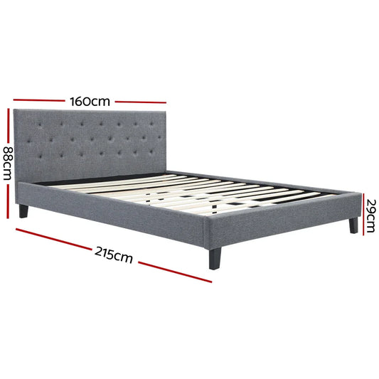Artiss Bed Frame Queen Size Grey VANKE - Mekamart Australia