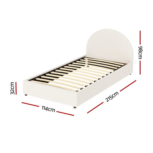 Artiss Bed Frame Gas Lift Strorage Beds Base Platform Boucle Fabric King Single ELLA - Mekamart Australia