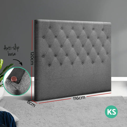 Artiss Bed Head Headboard King Single Size Fabric - CAPPI Grey - Mekamart Australia