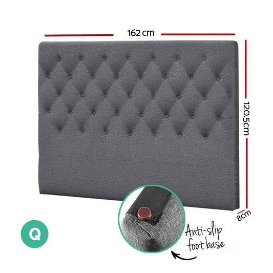 Artiss Bed Head Headboard Queen Size Fabric - CAPPI Grey - Mekamart Australia