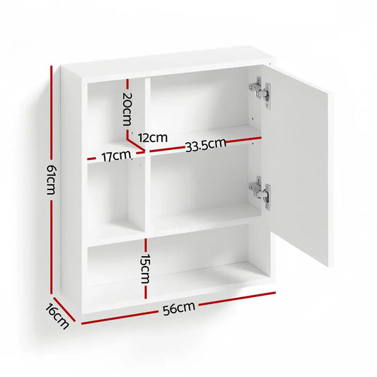 Cefito Bathroom Mirror Cabinet Mirrored Medicine Adjustable Shelf Wall Mounted 560mm White - Mekamart Australia