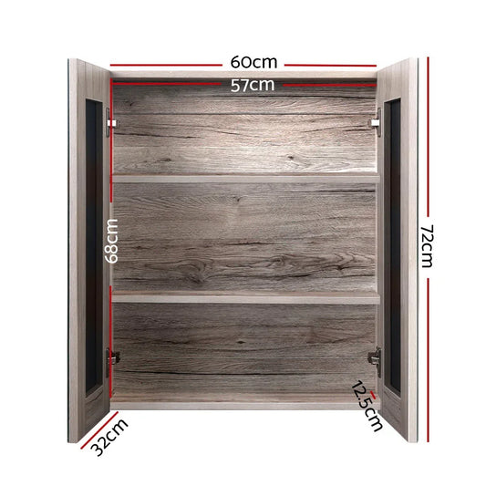 Cefito Bathroom Mirror Cabinet 600x720mm Oak - Mekamart Australia