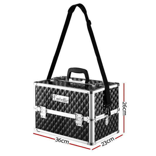 Embellir Portable Cosmetic Beauty Makeup Case - Diamond Black - Mekamart Australia