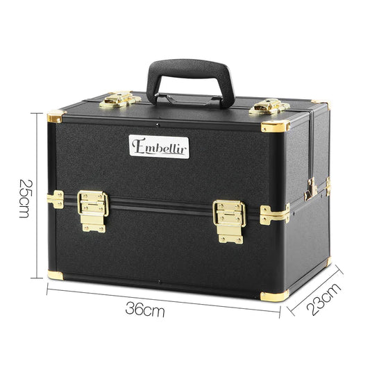 Embellir Portable Cosmetic Beauty Makeup Case - Black & Gold - Mekamart Australia