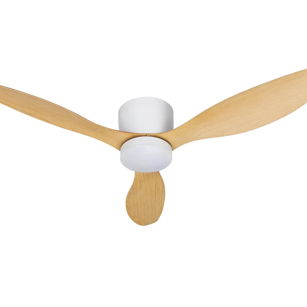 Devanti 52'' Ceiling Fan DC Motor w/Light w/Remote - Light Wood - Mekamart Australia