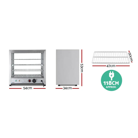 Devanti Commercial Food Warmer Hot Display Showcase Cabinet 54cm - Mekamart Australia