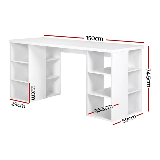 Artiss Computer Desk Bookshelf White 150CM - Mekamart Australia