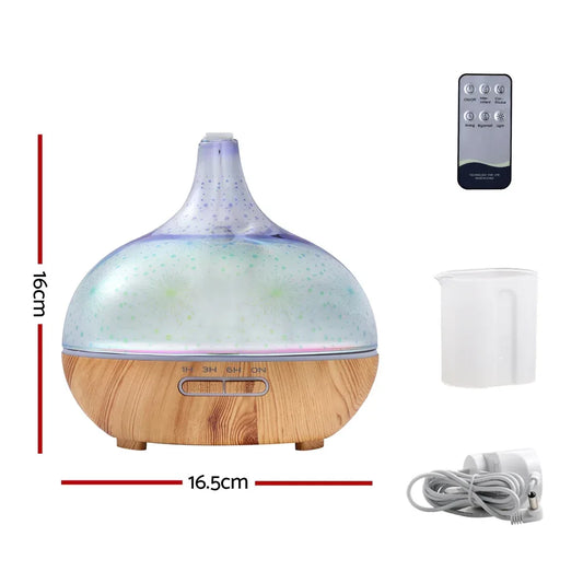 Devanti Aroma Diffuser Aromatherapy 3D Glass 400ml - Mekamart Australia
