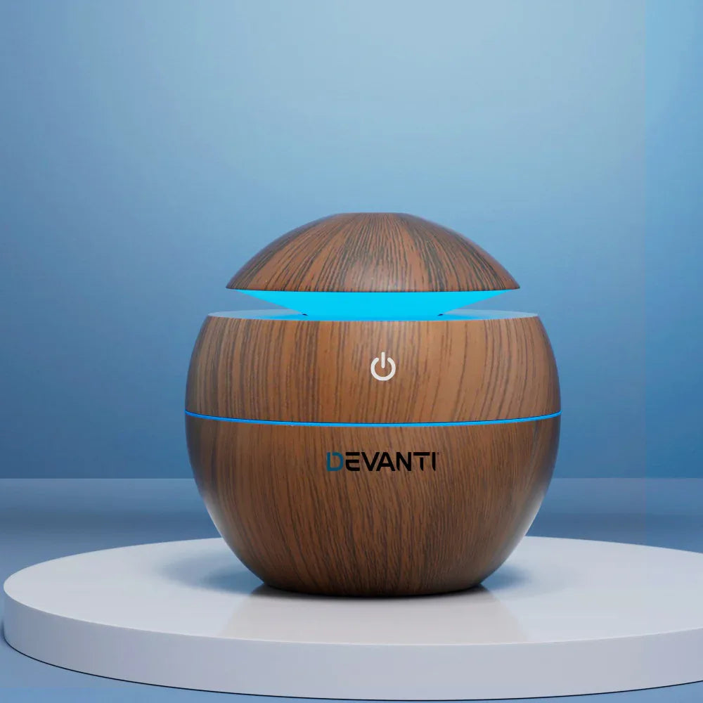 Devanti Aroma Diffuser Aromatherapy Dark Wood 130ml - Mekamart Australia