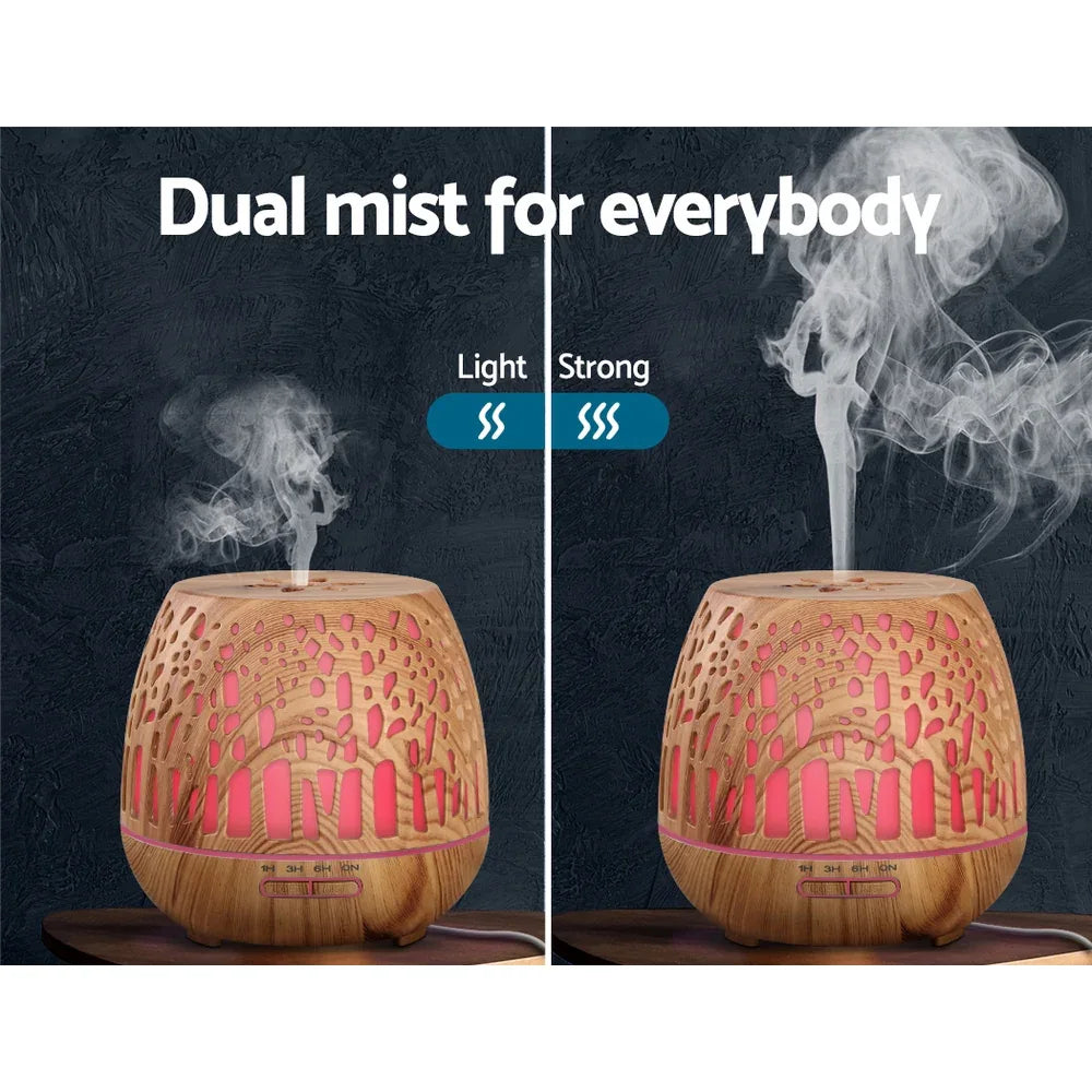 Devanti Aroma Diffuser Aromatherapy Wood Grain 400ml - Mekamart Australia