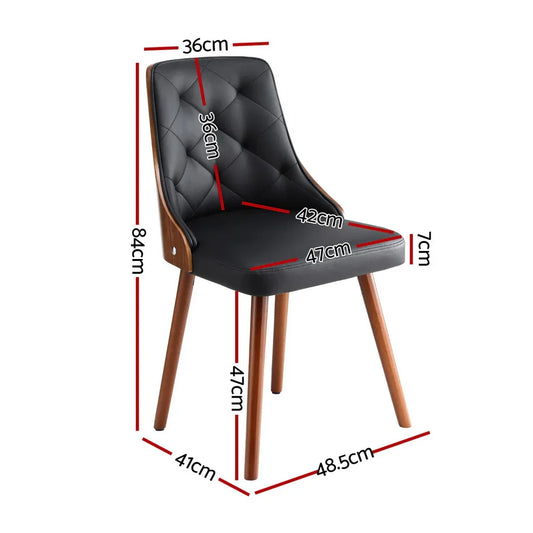 1 Set of 2 Artiss Dining Chairs Black PU - Mekamart Australia