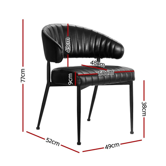 Artiss Dining Chairs Set of 2 Leather Hollow Armchair Black - Mekamart Australia