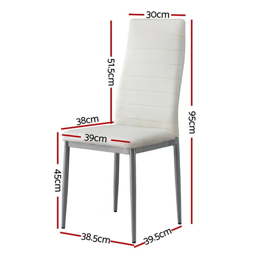 Artiss Dining Chairs Set of 4 Leather Channel Tufted White - Mekamart Australia