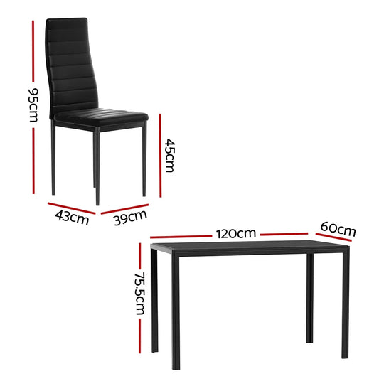 Artiss Dining Chairs and Table Dining Set 6 Chair Set Of 7 Black - Mekamart Australia