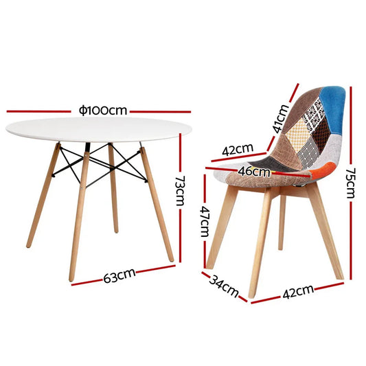 1 Artiss Dining Table and 4 Chairs Set DSW White - Mekamart Australia