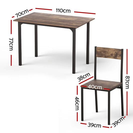 Artiss Dining Table and Chairs Set of 5 Compact Kitchen Furniture Rustic Brown - Mekamart Australia