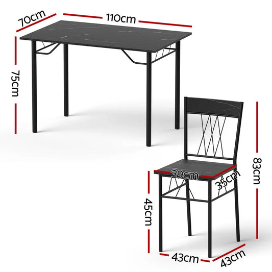 Artiss Dining Table and Chairs Set of 5 Compact Kitchen Furniture Marble Black - Mekamart Australia
