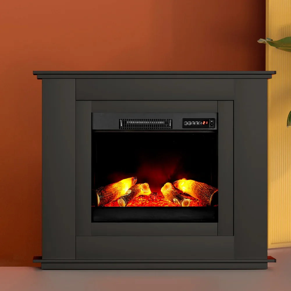 Devanti Electric Fireplace Fire Heater 2000W Black - Mekamart Australia