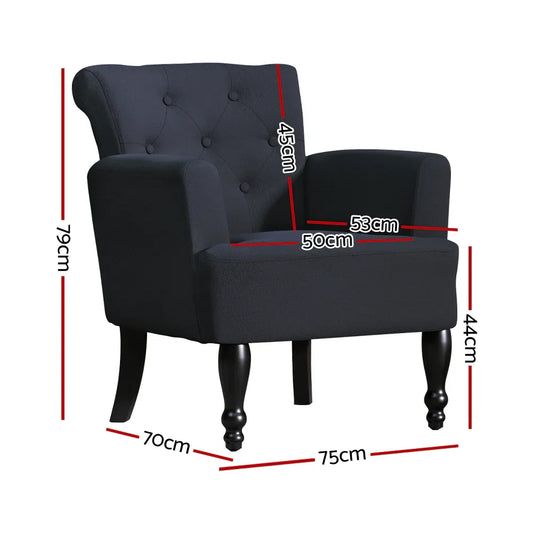 Artiss Armchair Wingback Charcoal Lothair - Mekamart Australia