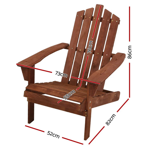 Gardeon Adirondack Outdoor Chairs Wooden Beach Chair Patio Furniture Garden Brown - Mekamart Australia