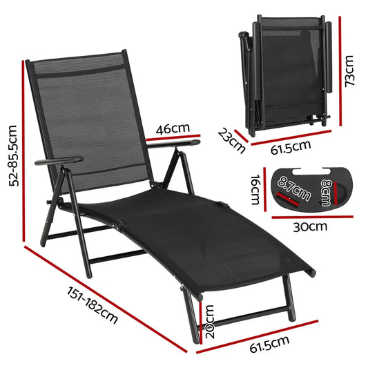 Gardeon Sun Lounge Outdoor Lounger Aluminium Folding Beach Chair Camping Patio - Mekamart Australia