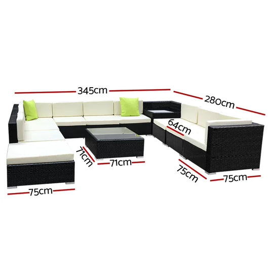 Gardeon 12PC Outdoor Furniture Sofa Set Wicker Garden Patio Lounge - Mekamart Australia