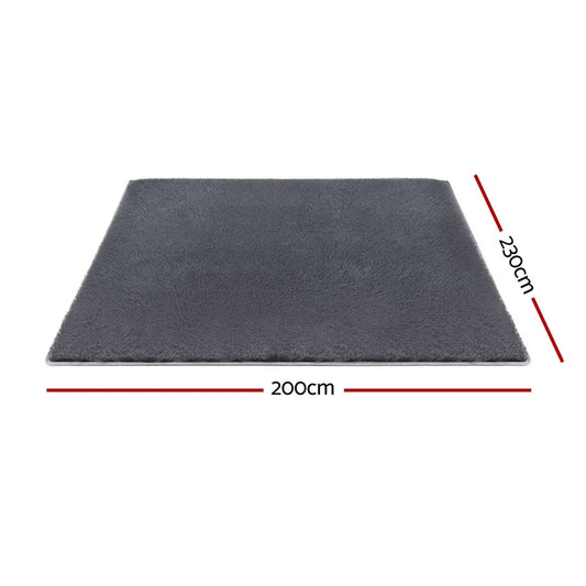 Artiss Floor Rug 200x230cm Plush Area Shaggy Rug Living Room Bedroom Carpet Grey - Mekamart Australia